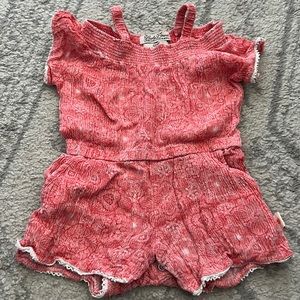 Lucky Brand red floral washout style romper